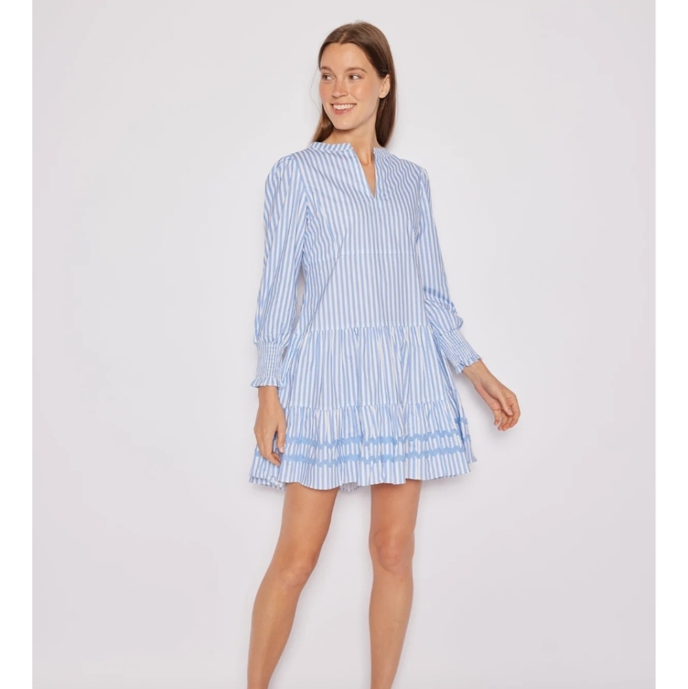Sail to Sable Long Sleeve Tunic Flare Dress - Blue White Stripe Size S NWT - Picture 3 of 9